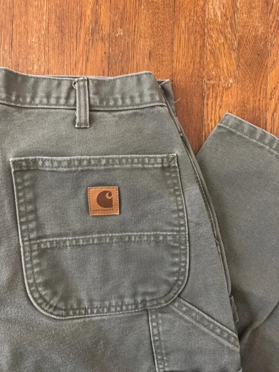 Men’s Carhartt Loose-Fit Washed Duck Utility Work Pants 34x30 olive green - Picture 2 of 7